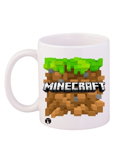 Minecraft Printed Coffee Mug White/Green/Brown 12ounce