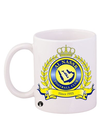 Football Club Al-Nassr Printed Mug White/Blue/Yellow 12ounce