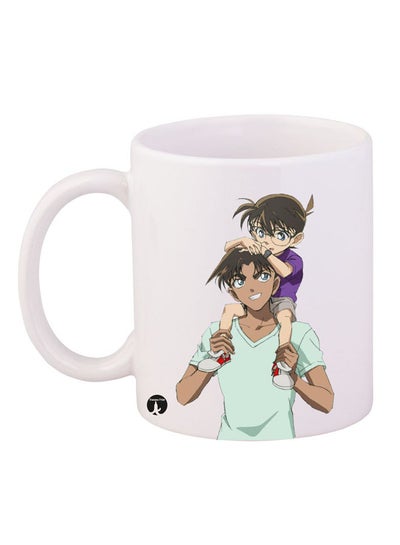 Durable Heat-Resistant Thick Wall Designed Ergonomic Handled The Anime Detective Conan Printed Mug White/Blue/Black 12ounce
