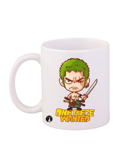 Durable Heat-Resistant Thick Wall Designed Ergonomic Handled Anime One Piece Printed Mug White/Green/Yellow 12ounce