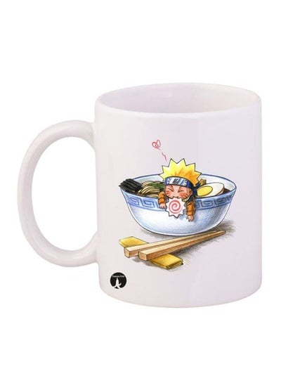 Durable Heat-resistant Thick Wall Designed Ergonomic Handled Naruto Printed Mug White/Beige/Blue 12ounce