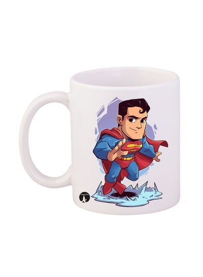 Durable Heat-Resistant Thick Wall Designed Ergonomic Handled Superman Printed Mug White/Blue/Red 12ounce