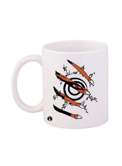 Durable Heat-Resistant Thick Wall Designed Ergonomic Handled Naruto Printed Mug White/Black/Orange 12ounce