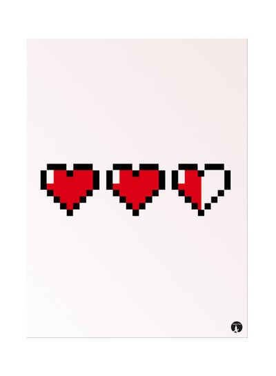 Metal Plate Of Hearts Poster Pink/Black/Red