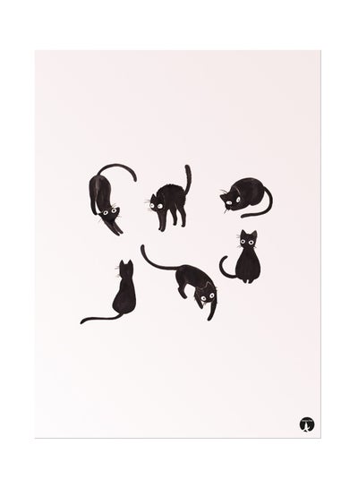Metal Plate Of Cats Poster Pink/Black