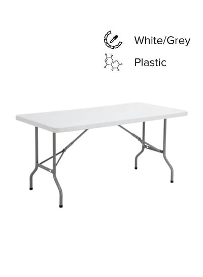 Plastic Rectangle Folding Table White/Grey