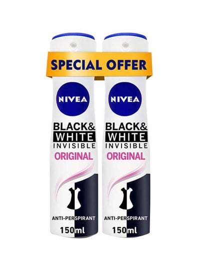 Black And White Invisible Original, Antiperspirant For Women, Spray 150ml, Pack of 2