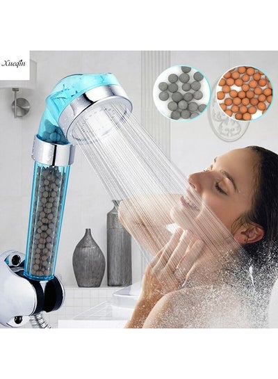 Water Saving Bathroom Shower Head Blue/Silver 30centimeter