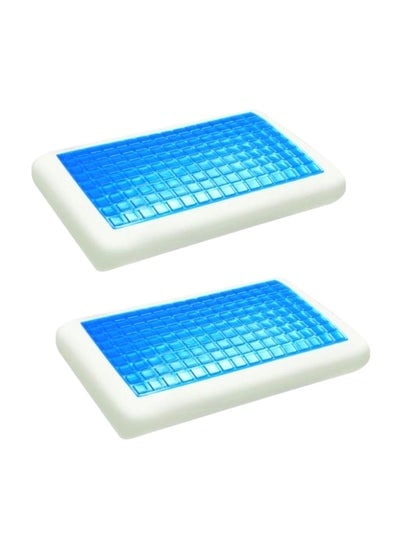 2-Piece Gel Memory Foam Pillow Set Blue/White 40x70centimeter