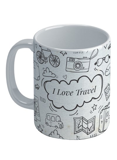 I Love Travel Printed Coffee Mug White/Black 8.2x9.5centimeter