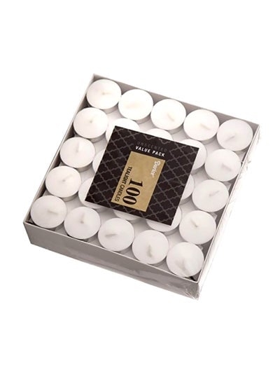 100-Piece Unscented Tea Lights Candles White 11x8.5x1.9inch
