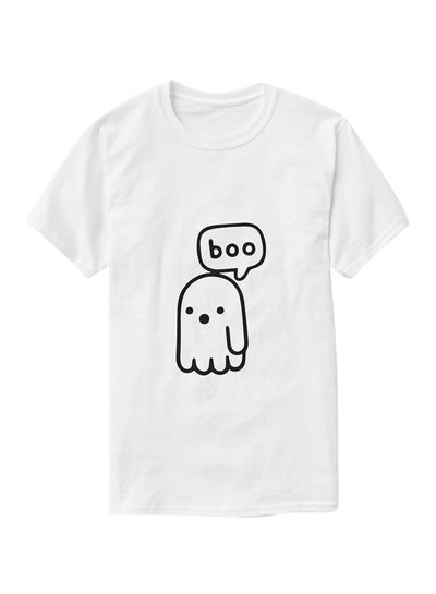 Boo Ghost Print Short Sleeve T-Shirt White