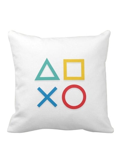 PlayStation Buttons Printed Decorative Pillow White/Yellow/Red 40x40centimeter