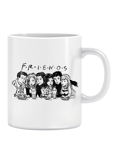 Ceramic Friends Design Coffee Mug White 10centimeter