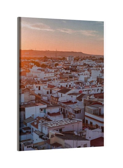 City Sun Set Printed Framed Canvas Wall Art White/Grey 60x80centimeter