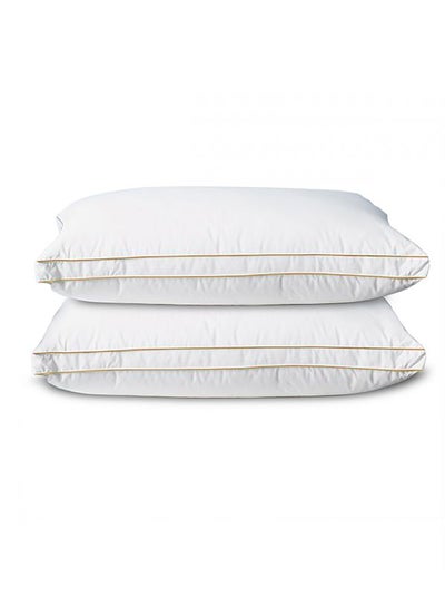 2-Piece Anti-Allergic Pillow Set Cotton White 90x50centimeter