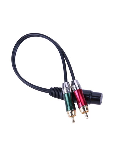 3-Pin 1 XLR Female to 2 RCA Male Audio Cable Black/Silver