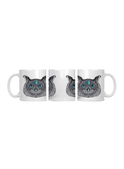 3-Piece Printed Ceramic Mug White/Black/Blue Standard