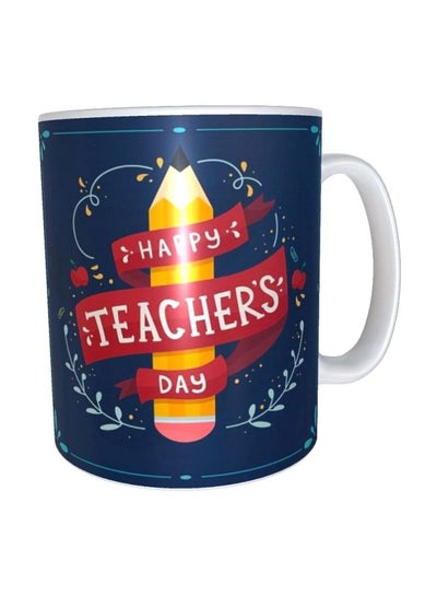 Happy Teacher's Day Printed Mug Blue/Red/Yellow Standard