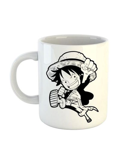 Luffy Printed Ceramic Mug White/Black 350ml