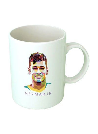 Neymar Jr. Printed Ceramic Mug White/Yellow/Brown Standard Size