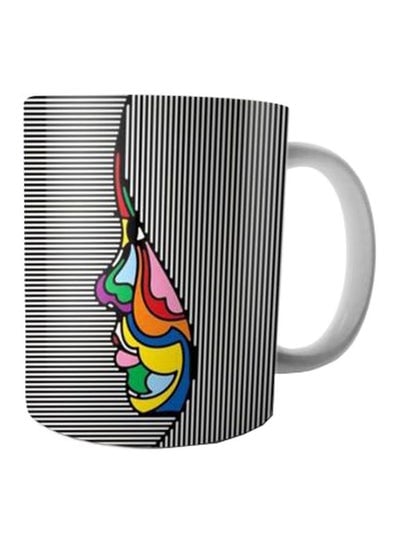 Printed Ceramic Coffee Mug White/Black/Yellow Standard