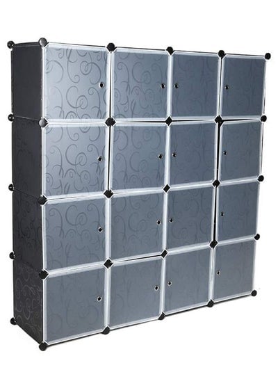 16 Cubes Modular Storage Cabinet Black