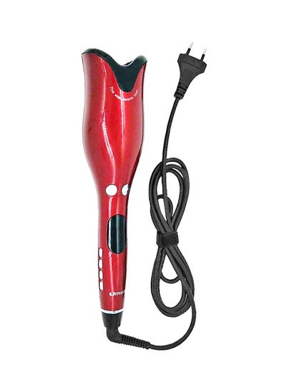 Rose-Shaped Automatic Spiral LCD Hair Curler Red