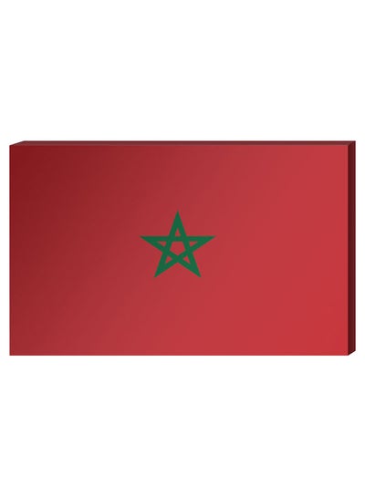 Moroccan Flag Wall Decor Painting With Inner Frame Red/Green 40 x 60centimeter