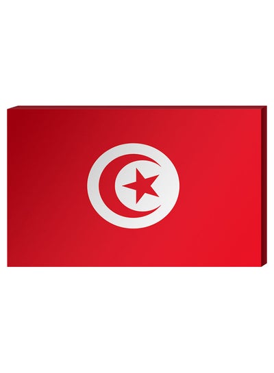 Tunisian Flag Wall Decor Painting With Inner Frame Red/White 40 x 60centimeter