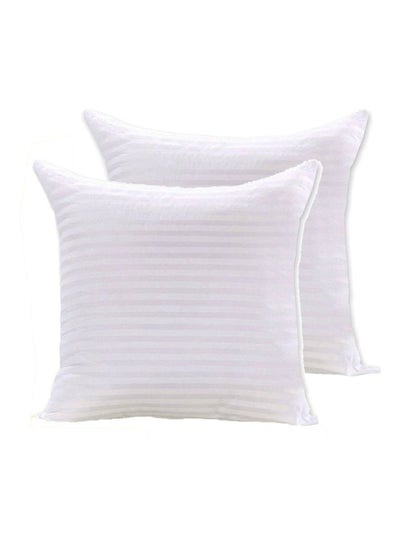 2-Piece Soft Striped Hotel Cushion Microfiber White 45 x 45centimeter