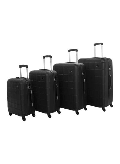 Hard Case Travel Bag Trolley Luggage Set of 4 ABS Lightweight Suitcase with 4 Spinner Wheels A207 Black