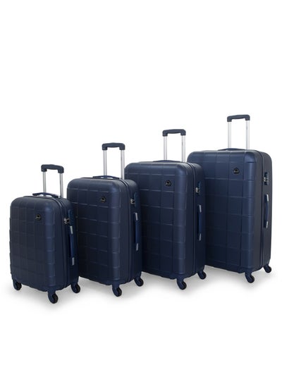 Hard Case Travel Bag Trolley Luggage Set of 4 ABS Lightweight Suitcase with 4 Spinner Wheels A207 Blue