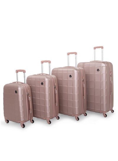 Hard Case Travel Bag Trolley Luggage Set of 4 ABS Lightweight Suitcase with 4 Spinner Wheels A207 Rose Gold