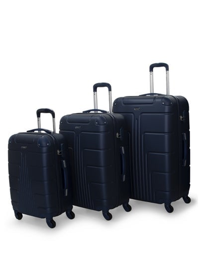 Hard Case Travel Bags Trolley Luggage Set of 3 ABS Lightweight Suitcase with 4 Spinner Wheels A1012 Blue