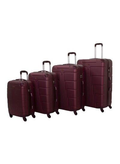 Hard Case Travel Bags Trolley Luggage Set of 4 ABS Lightweight Suitcase with 4 Spinner Wheels A1012 Burgundy