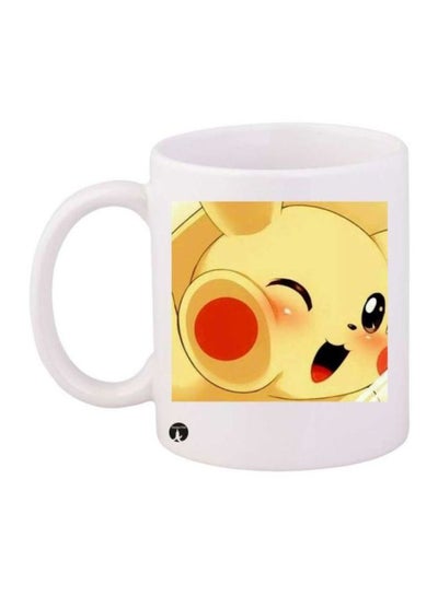 Durable Heat-Resistant Thick Wall Designed Ergonomic Handled Pokemon Printed Mug White/Yellow/Red 12ounce