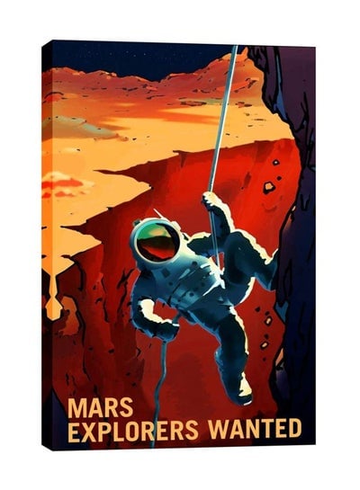 Mars Series Explorers Wanted Giclee Canvas Wall Art Blue/Red 12 x 18inch