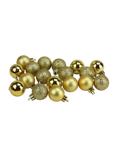 18-Piece Christmas Balls Shiny Matt Glitter Gold 3centimeter