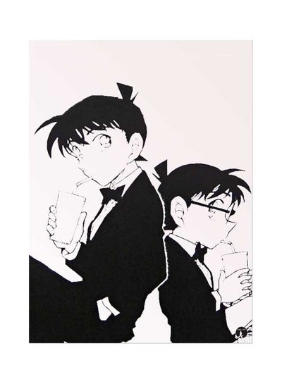 The Anime Detective Conan Printed Mouse Pad Black/Beige