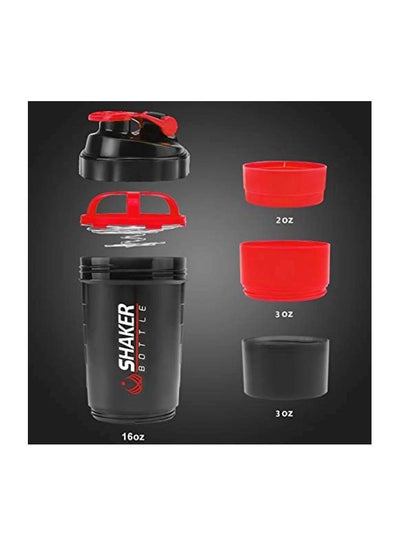 Protein Shaker Water Bottle Black/Red