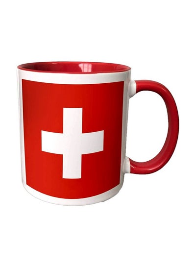 Flag Of Switzerland Printed Mug White/Red 15ounce