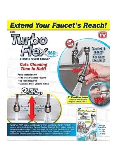 Turbo Flex 360 Flexible Faucet Sprayer Silver 6inch