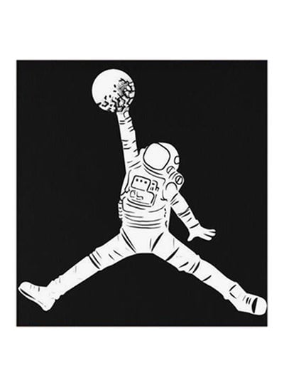 Astronaut Jump Like Jordan MDF Wall Art White/Black