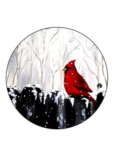 A Bird Printed Mouse Pad White/Red/Black