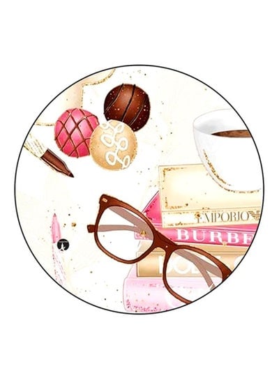 A Glasses Printed Mouse Pad White/Pink/Brown