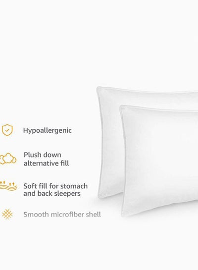2-Piece Comfortable Strip Hotel Pillow Microfiber White 90x50centimeter