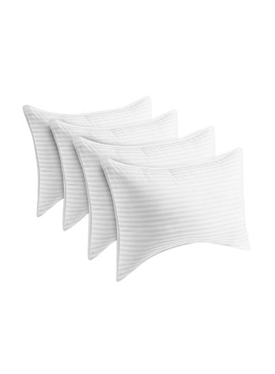 4- Piece Comfortable  Strip Hotel Pillow Microfiber White 90x50centimeter