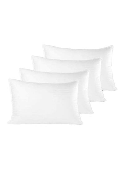 4-Piece Soft Striped Hotel Pillow Microfiber White 90x50centimeter