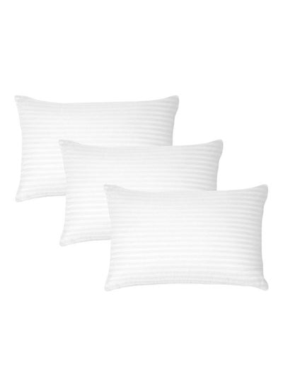3-Piece Solid Bed Pillow Microfiber White 90x50cm